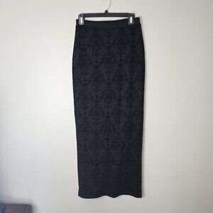 Body Central Brand Goth Black Damask Print Maxi Skirt